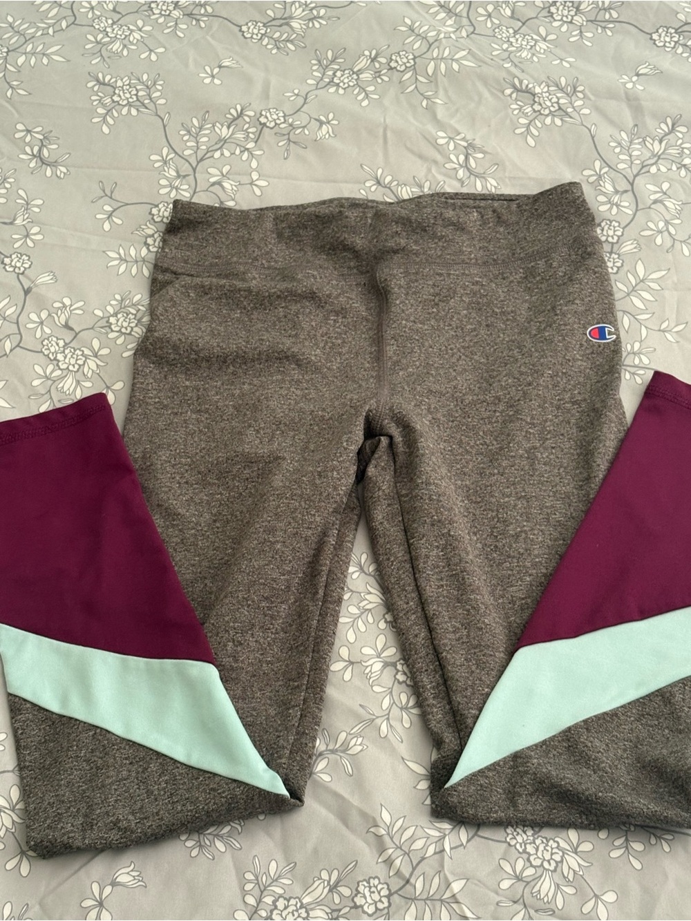 Champion Gray Leggings with Purple and Mint Colorblock